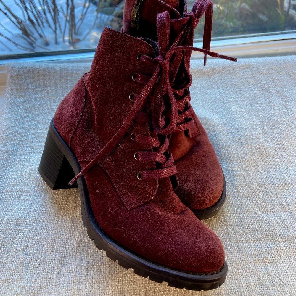 Bjorndal Sasha red suede leather combat boot, size 6 - Picture 2 of 5